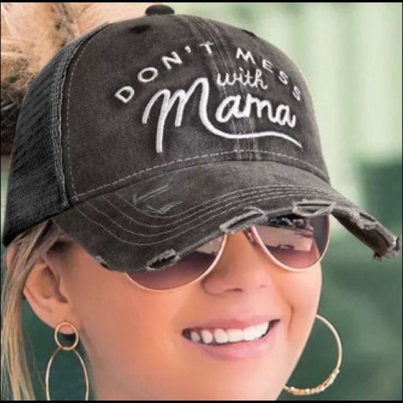 Distressed Embroidered baseball-style cap “Don’t mess with mama” New in package - Picture 1 of 4
